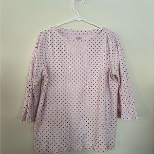 Croft & Barrow Pink Polka Dot Long Sleeve Top